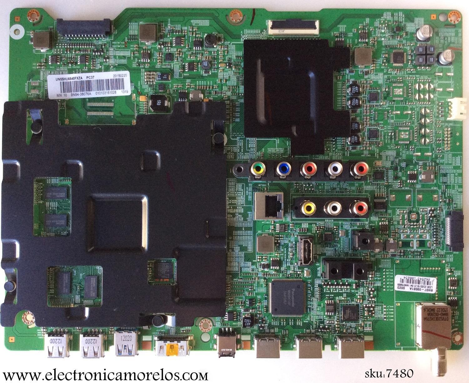 MAIN ORIGINAL PARA TV SAMSUNG / NUMERO DE PARTE BN94-08076A / BN97-09081A / BN41-02206B / BN9408076A / PARTE SUSTITUTA BN94-08075A / PANEL CY-GH055HGEV4H / DISPLAY HV550QUB-B10 /  MODELO UN55HU6840FXZA / UN55HU6840FXZA KS02